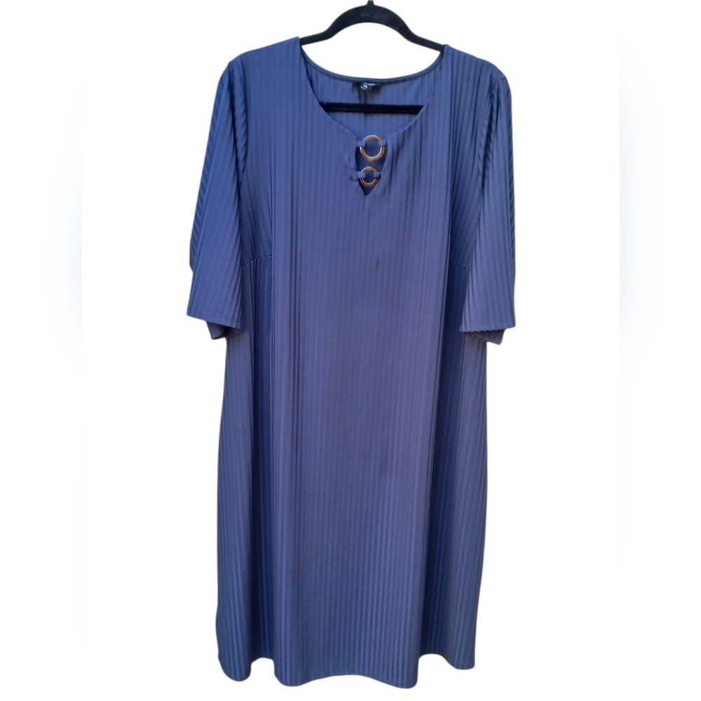 Messini Women's Blue Dress with Ring Detail- Size 3XL EUC